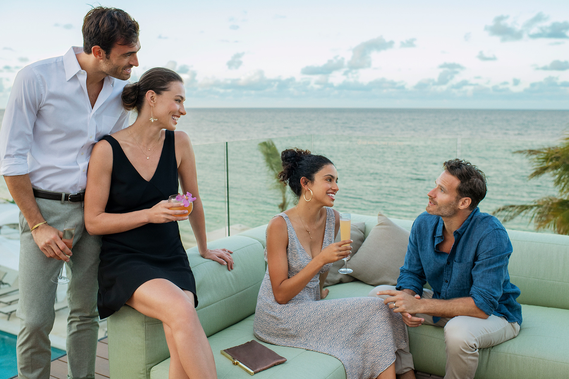 Staff enjoying a company retreat on a rooftop terrace