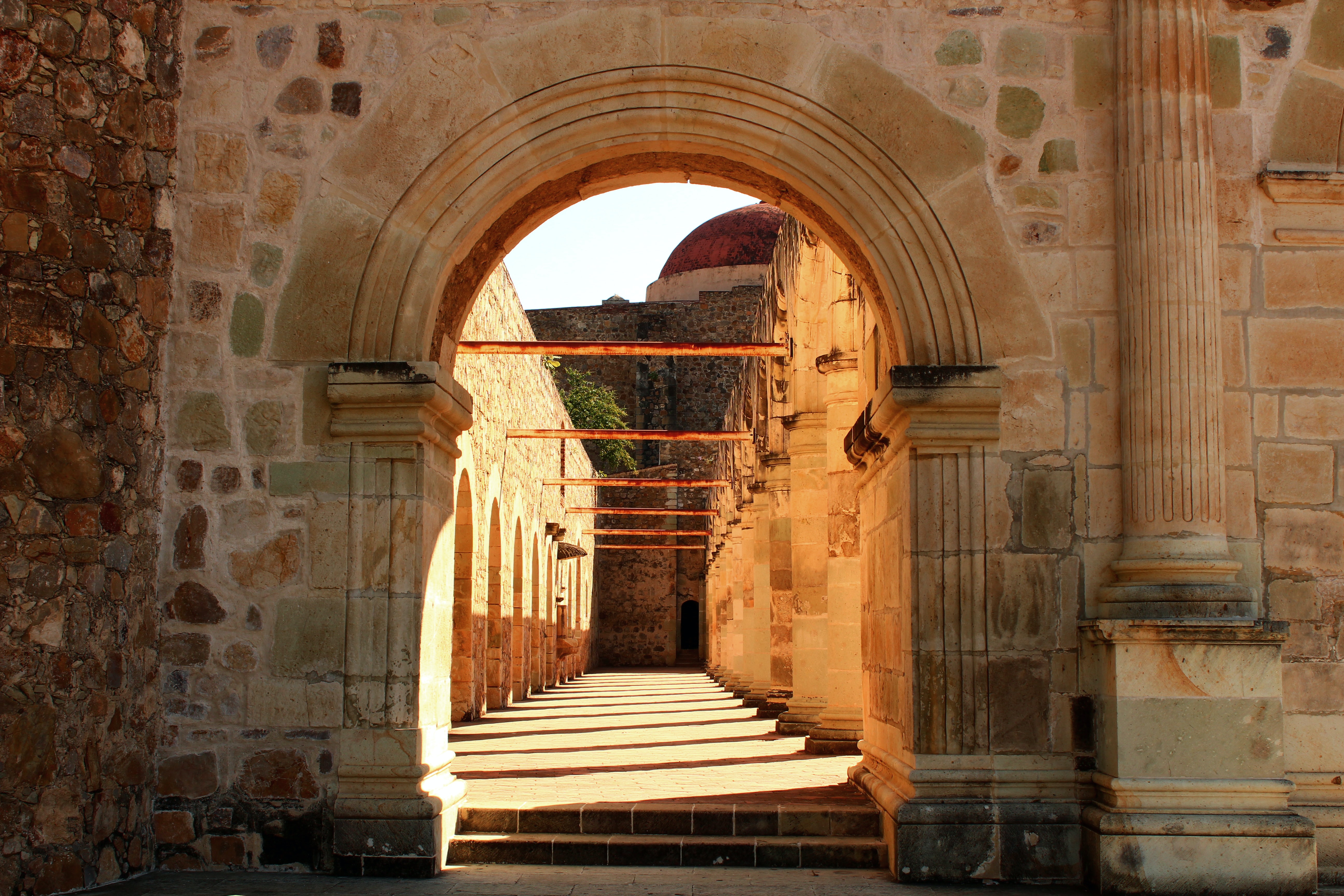 Archway and exposed wooden beams